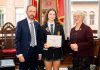 Maude Rose Craig with her Lieutenant Governor's Ontario Heritage Award for Youth Achievement, flanked by Ontario Heritage Trust board chair John Ecker and Ontario's lieutenant governor Edith Dumont, at the awards ceremony in Toronto on February 22, 2024. (Photo: Dahlia Katz)