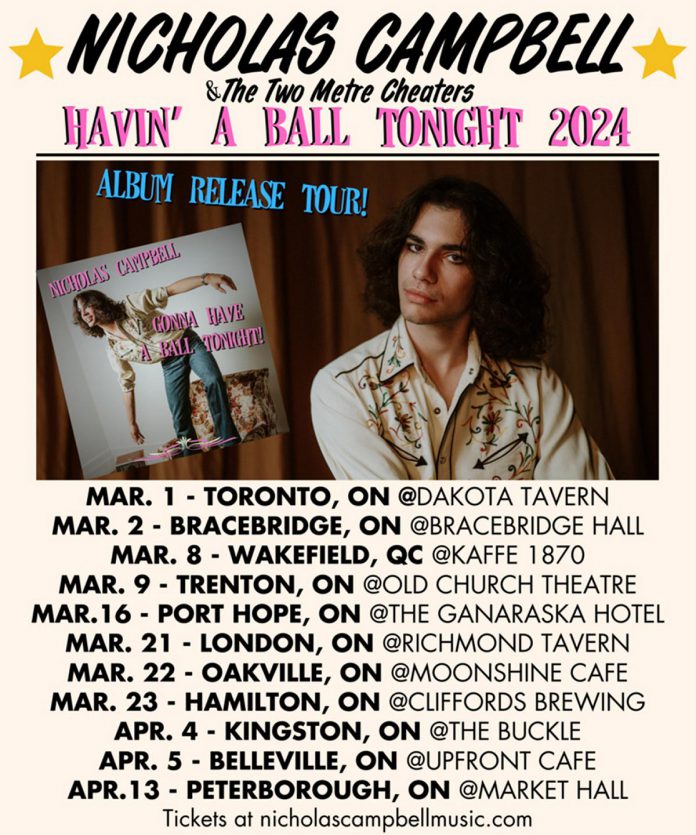 Peterborough musician Nicholas Campbell is on tour across Ontario in March and early April 2024 to promote his second album "Gonna Have A Ball Tonight". (Photos: Mary Zita Payne)