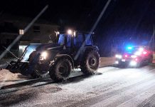 The 19-year-old driver of this tractor had his licence suspended for 90 days and is facing impaired driving charges after being pulled over by police on County Road 30 in Brighton on February 17, 2024. (Photo: Ontario Provincial Police)