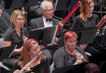 The Peterborough Symphony Orchestra's principal flautist Jaye Marsh (bottom left) and principal oboist Tori Owen (bottom right) will be joined by clarinetist Scott Wight, horn player Jane McKay, and bassoonist Anne Olscher for a performance of the orchestra's woodwind quintet at Lakefield District Public School on February 25, 2024, hosted by the volunteer-run non-profit organization Children's Stage Lakefield. (Photo: Huw Morgan)