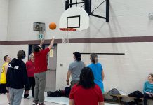 The Kawartha Lakes Legends Special Olympics basketball team gets a workout in Fenelon Falls. This is the first year for the team, which is accepting new athletes as it grows. (Photo: Theresa Burfield)