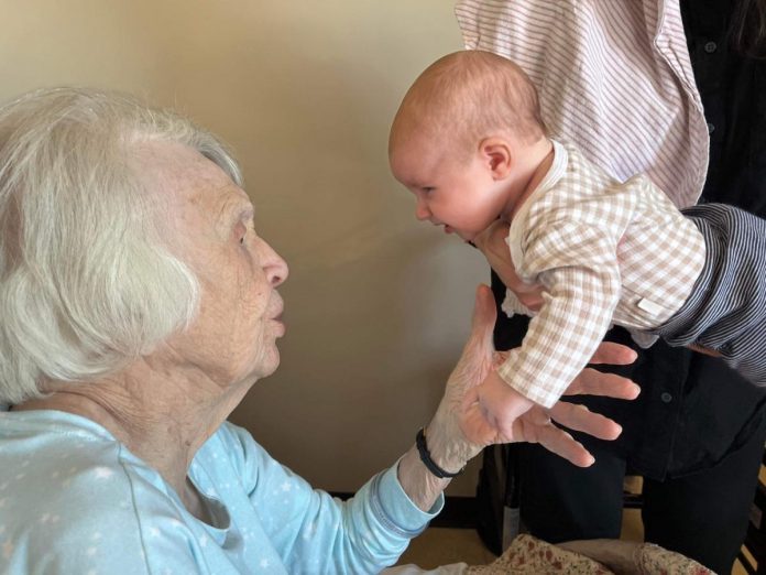 "Wee" Winnie June Rasenberg was all smiles and laughter when she met the 101-year-old Winnifred Hunter, the woman who inspired her name. Winnie's mother Megan Doughty formed a close bond with Hunter in 2021, regularly visiting her at the Kawartha Heights Retirement Living, going shopping for her, and listening to her stories. With lots of smiles at their meeting, the child is already embodying the positive spirit of her eponym. (Photo courtesy of Megan Doughty)