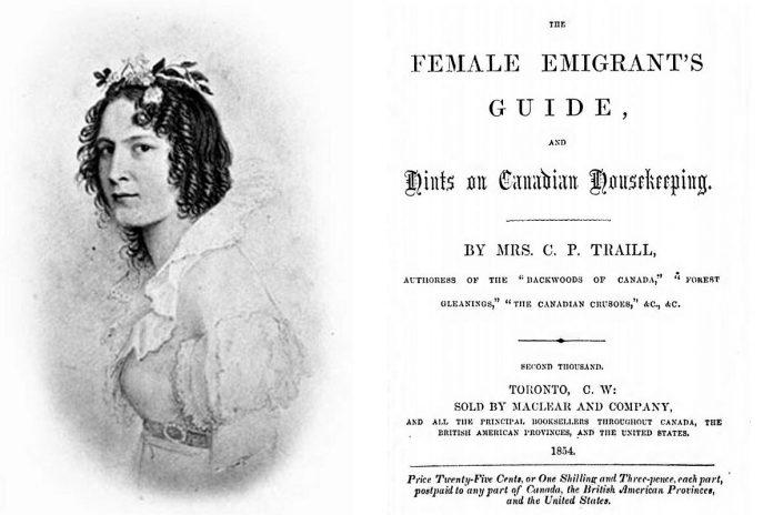 Catharine Parr Traill and her 1854 book "The Female Emigrant's Guide, and Hints on Canadian Housekeeping." Born in England, Traill and her sister and fellow writer Susanna Moodie emigrated to Canada in 1832 and settled along the eastern shore of Lake Katchewanooka just north of Lakefield. Traill lived in a cottage called "Westove" in Lakefield from 1860 until her death in 1899 at the age of 97. (kawarthaNOW collage of public domain photos)