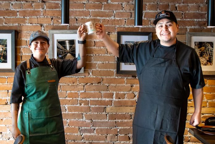 Agave by Imperial chefs Jennifer Gutierrez and Julio Mercado with their Top Chocolatier trophy. The family-run restaurant located at 376 George Street North received the most online votes for their 'Chocolate Champurrado' Mexican hot chocolate. (Photo courtesy of Peterborough Downtown Business Improvement Area)