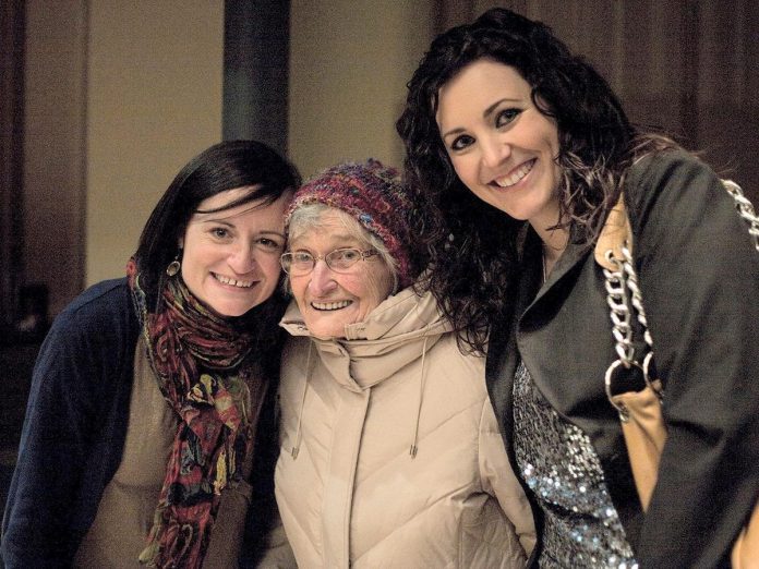 The late Erin Sullivan (left), pictured with her grandmother and her friend Megan Murphy at the 2013 ReFrame Film Festival, where Murphy screened her short documentary "Shelf Life" about Sullivan living with cystic fibrosis. Murphy will be the host for a kitchen party, with silent auction, held at the Peterborough Lion's Community Centre on March 22, 2024 that will honour Sullivan with all proceeds going to a campaign to purchase a house in Erin's name for One City Peterborough supporting individuals coming out of homelessness. (Photo: ReFrame Film Festival)