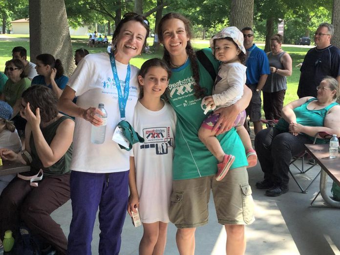 Erin Sullivan (left) at the CarStar Walk to Make Cystic Fibrosis History in May 2016. The late Ennismore resident was an active community member who regularly supported people experiencing homelessness by volunteering at One Roof's daily meal program. She was also an active advocate for organ donor registration and held fundraisers for the Cystic Fibrosis Canada. She died in October 2022 after living for 43 years with cystic fibrosis. (Facebook photo)