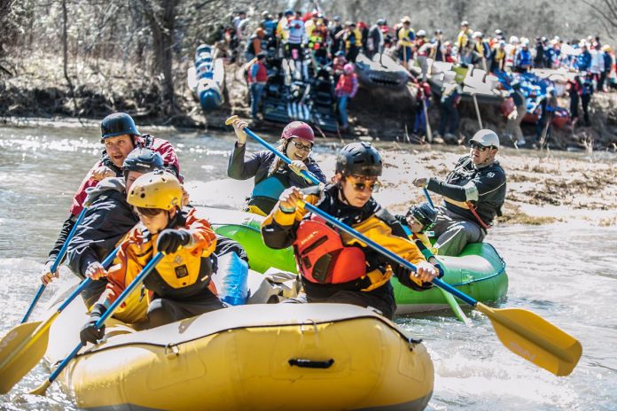 For the "Float Your Fanny Down the Ganny" event on April 13, 2024, there will be no Crazy Craft race due to the closure of the Sylvan Glen Bridge for replacement. Instead, participants will travel down the river from Optimist Park to Fanneyville in inflatables. However, participants are still encouraged to sport creative costumes and get innovative with their inflatables for prizes. (Photo: Float Your Fanny Down the Ganny / Facebook)