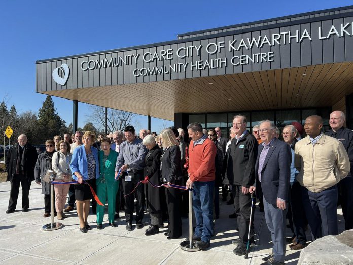 Community Care City of Kawartha Lakes CEO Ryan Alexander cuts the ribbon at the new $15-million Community Health Centre at 21 Angeline Street North in Lindsay on March 1, 2024. (Photo courtesy of Community Care City of Kawartha Lakes)