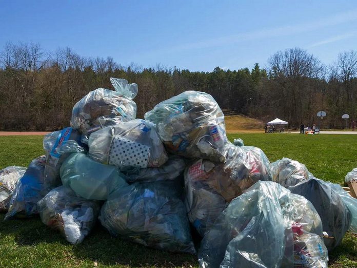 Some of the garbage collected from Ashburnham Memorial Park during the April 2023 clean-up event. (Photo courtesy of Ashburnham Memorial Stewardship Group)