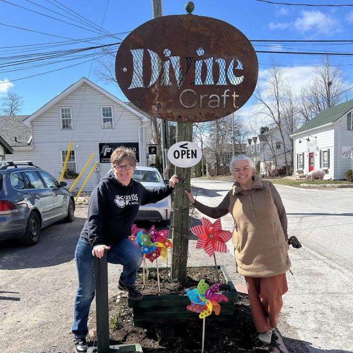 Peterborough-based glass and stone sculptor Christy Haldane and Douro-based textile artist Emerance Baker are the two artists behind the newly opened artists' hub Divine Craft in Lakefield. Located at 15 Burnham Street, Divine Craft is a gallery of Ontario-based artists that will also host workshops, sell art supplies, provide studio space, and connect local makers with one another. (Photo courtesy of Divine Craft)