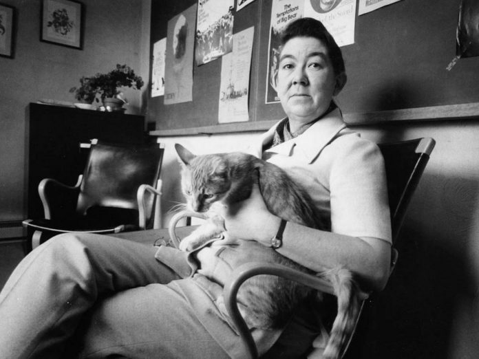 Canadian writer Margaret Laurence in her Lakefield home in 1974, the year she published her novel "The Diviners". The award-winning book and author, who faced much criticism for the profanity and sexuality in the book, is the inspiration behind the name of Divine Craft, Lakefield's newest gallery and creative hub located at 15 Burnham Street. Laurence, who lived in Lakefield from the early 1970s until her death in 1987, once had a relationship with the previous owners of the building, selling her book through their shop and regularly visiting them for tea. (Photo: Erik Christensen / The Globe and Mail)