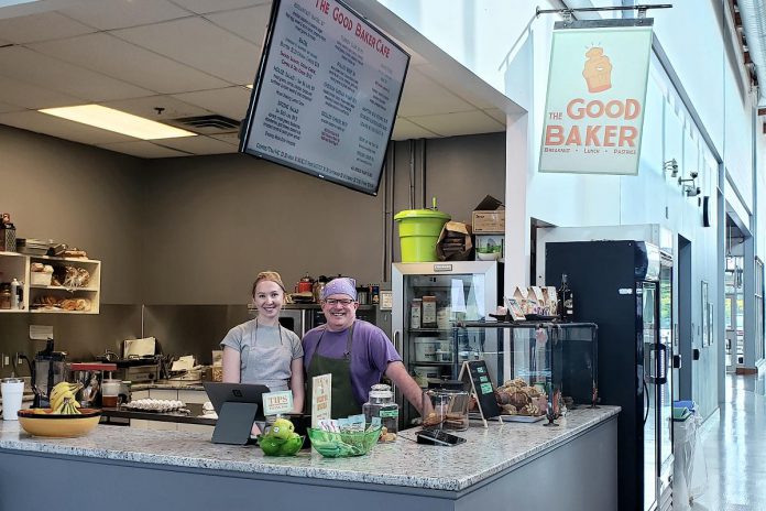 The Good Baker owner Brad Katz, pictured with team member Katie McDonald, at their YMCA Peterborough location in 2023. In March 2024, Katz expanded with a second location at the Peterborough Airport, taking over operation of the airport's vacant restaurant after the previous operator left in 2021. The Good Baker YPQ is open daily from 8 a.m. to 4 p.m. (Photo: Jeannine Taylor / kawarthaNOW)