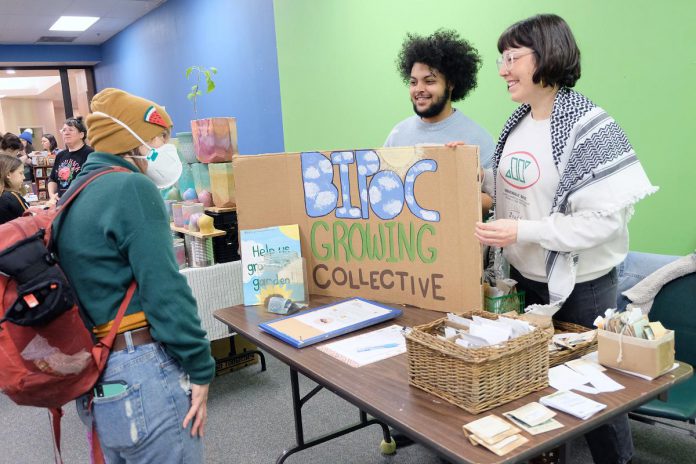 At Seedy Sunday on March 10, 2024 at Peterborough Square, BIPOC Growing Collective invited interested individuals to join their garden network while reconnecting people to culture and locally grown food. (Photo: Lili Paradi / GreenUP)
