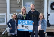 Lindsay residents Brittany, Jason, and their two children now have a safe, decent, and affordable place to live as a result of an effort led by Habitat for Humanity Peterborough & Kawartha Region, along with local volunteers and community partners. (Photo courtesy of Habitat PKR)