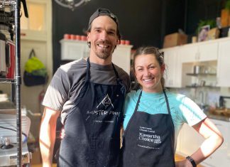 Muster Point owners Kyle Wolsky and Danielle Malcolm opened their storefront location at 49 King Street East in downtown Bobcaygeon on April 12, 2024. The Lindsay couple launched their online charcuterie grazing box delivery business during the pandemic, and have now expanded with an Italian take-out and patio eatery. (Photo courtesy of Muster Point)