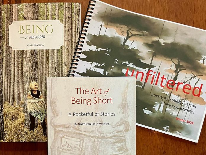 The Bancroft-based writers group the Northern Light Writers are celebrating 25 years together with the launch of their latest collection, "The Art of Being Short: A Pocketful of Stories," at the Bancroft Village Playhouse on April 26, 2024. The free-admission event will also include readings from two independent publications from members of the group, "Being" by Gail Manion and "Unfiltered" by Robert Pearson. (Photo: Robert Pearson)