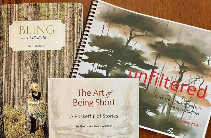 The Bancroft-based writers group the Northern Light Writers are celebrating 25 years together with the launch of their latest collection, "The Art of Being Short: A Pocketful of Stories," at the Bancroft Village Playhouse on April 26, 2024. The free-admission event will also include readings from two independent publications from members of the group, "Being" by Gail Manion and "Unfiltered" by Robert Pearson. (Photo: Robert Pearson)