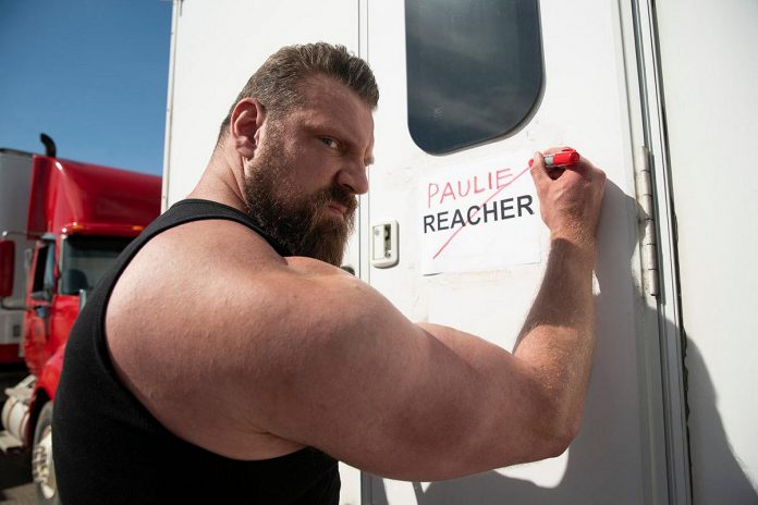 Dutch bodybuilder and actor Olivier Richters on the "Reacher" set. (Photo: Amazon Studios) 