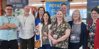 The recipients of the second annual Rotary Environmental Innovators Awards are, from left to right, Brandon Cotes of Flora's Reign, Peter Currier and Lindsa Briden of Catchacoma Old Growth Trail Enhancement, Maria Cotes of Flora's Reign, Sarah Jamieson of Moths & Bats, Dave Furdas and Joann Marcotte for Gerry Marcotte of Tick Suit, and Jenn McCallum of Ashburnham Memorial Stewardship Group. (Photo courtesy of Rotary Environmentalist Innovators Fund)