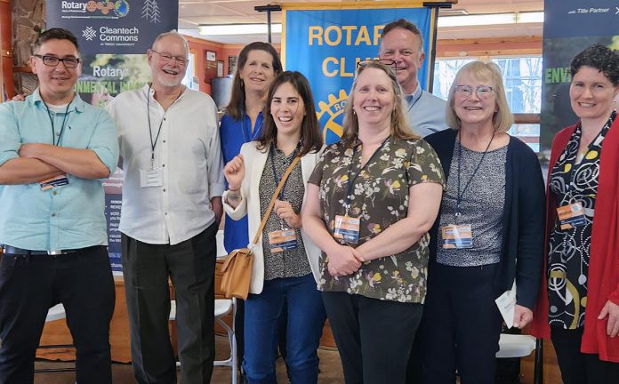 The recipients of the second annual Rotary Environmental Innovators Awards are, from left to right, Brandon Bunnie of Flora's Reign, Peter Currier and Lindsa Briden of Catchacoma Old Growth Trail Enhancement, Maria Cotes of Flora's Reign, Sarah Jamieson of Moths & Bats, Dave Furdas and Joann Marcotte for Gerry Marcotte of Tick Suit, and Jenn McCallum of Ashburnham Memorial Stewardship Group. (Photo courtesy of Rotary Environmentalist Innovators Fund)