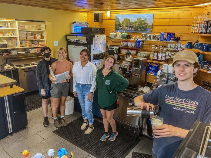 Some of the Silver Bean Café's 25 staff pictured at the café's seasonal location in Millennium Park in 2022. At its second location at the new Canadian Canoe Museum, the café will be able to offer year-round employment opportunities, contributing to Community Future Peterborough's mandate of creating more employment opportunity within the City and County of Peterborough. (Photo: Silver Bean Café / Facebook)