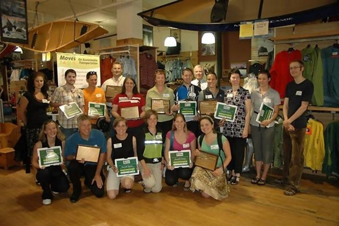 Peterborough's Wild Rock Outfitters were the winners of the Shifting Gears challenge in May 2008. The business continues to be dedicated a Shifting Gears participant and active travel advocate in the community. (Photo: GreenUP)