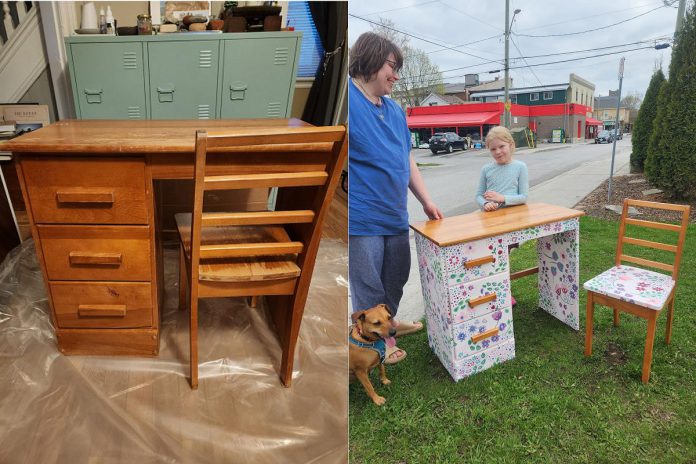 Habitat for Humanity Peterborough & Kawartha Region has announced the winners of 'The Big Flip', its inaugural furniture flipping contest intended to encourage people to repurpose old furniture rather than dispose of it in the landfill. Cass Stabler won the Designer's Choice Award for her transformation of a child-sized wooden desk and chair into a gift for her young niece who loves nature. (Photos courtesy of Cass Stabler)