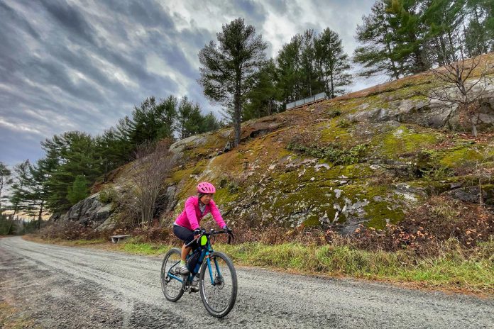 Spring is a great time to cycle in the Haliburton Highlands because there are still open views of the landscape, as well as lots of ephemeral wildflowers in bloom. (Photo courtesy of Haliburton Highlands Economic Development & Tourism)