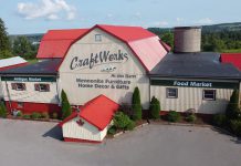 Located at Fowlers Corners just outside Peterborough, CraftWorks at the Barn is a unique shopping destination in the Kawarthas where you can buy Canadian-made Mennonite furniture, home décor, giftware, apparel, antiques, gourmet food and baked goods, and more. On Thursdays during the summer, CraftWorks at the Barn is open late for the popular Cruise Night featuring classic car show, live music, and 50/50 draws. (Photo courtesy of CraftWorks at the Barn)