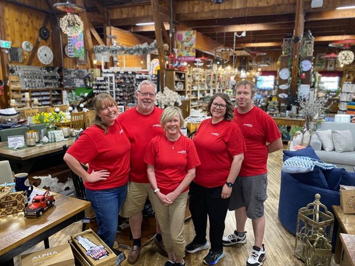 CraftWorks at the Barn is owned and operated by the Junkin family (from left to right): Shannon, founders Darrell and Deb, Ashley, and Aaron. Originally established in downtown Peterborough in 1997 as a marketplace for local crafters and artisans, the business relocated in 2009 to a 25,000-square-foot barn at Fowlers Corner just northwest of the city. (Photo courtesy of CraftWorks at the Barn)