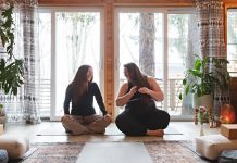 Body-neutral yoga guide Breanna Guiotto (right) is teaming up with Laura Dunford of Peterborough's Sweet Flowering Yoga & Wellness (left) for the Balance and Align Day Retreat at Sarovara Yoga in Bobcaygeon on June 15, 2024. With a catered lunch included, the Saturday retreat from 10 a.m. to 4 p.m. will have participants exploring the chakras in an experiential flow through asana, yoga nidra, workshops, and connection. (Photo: Jordan Lyall)