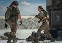 The Netflix action thriller "Trigger Warning" stars Jessica Alba as a skilled Special Forces commando who returns to her hometown to take ownership of her father's bar after he suddenly dies, and soon finds herself at odds with a violent gang. It premieres on Netflix on Friday, June 21st. (Photo: Netflix)