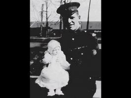 Provincial constable Norman F. Maker with one of his daughters in an undated photo. The 32-year-old officer with Ontario Provincial Police's Peterborough detachment was shot and killed on May 3, 1928 after responding to a report of a man with a gun at a downtown Peterborough hotel. (Photo via Ontario Police Memorial Foundation)