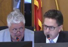 Councillor Joy Lachica challenged councillor Andrew Beamer after the chair of Peterborough city council's general committee ruled her motion out of order on May 13, 2024. Lachica's motion had requested that city council have final approval of the site plan and technical studies of the Bonnerworth Park redevelopment. (kawarthaNOW screenshots of City of Peterborough video)