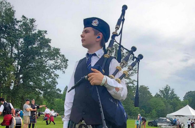 16-year-old bagpiper Brodick Ewing, also known as The Port Hope Piper, is gearing up for competition season with the Durham Police Pipes and Drums. This summer, with the help of his family, he will be going to competitions across Ontario playing his current favourite tune "Sweet Maid of Glendaruel" in solo competitions and competing with his band. He is also available to be booked for weddings, funerals, and other community gatherings. (Photo courtesy of Ewing family)