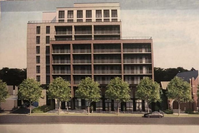 A conceptual rendering of the proposed new development beside Mark Street United Church, viewed from Hunter Street East looking north. (Facebook photo)