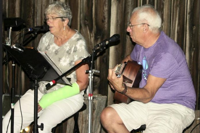 Musical duo Eileen and Robert Blake were the first to perform in The Hayloft reception venue at Gamiing Nature Centre. Despite now living in the United Kingdom, the duo will be performing via video format for Gamiing's 25th anniversary Summer Solstice Festival taking place on June 22, 2024. (Photo courtesy of Gamiing Nature Centre)