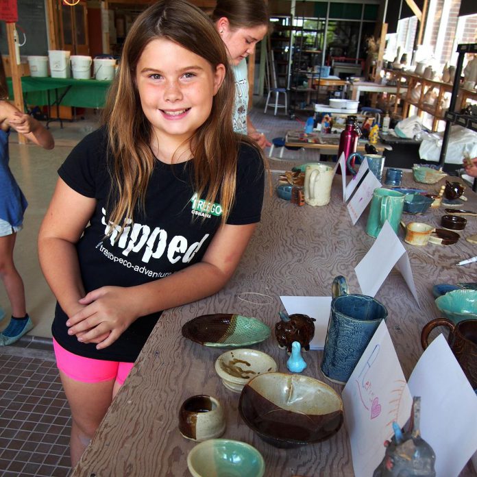 The Clay & Play summer day camps held at the Kawartha Potters' Guild expose children to an expressive art form that may not be available to them at school, allowing them to work with their hands to create original artwork while having fun. (Photo courtesy of Kawartha Potters' Guild