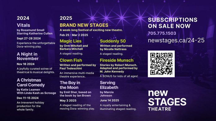 The 2024-25 season of New Stages Theatre in Peterborough features nine shows from September 2024 through June 2025. (Graphic courtesy of New Stages)