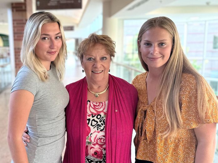 Northumberland residents Anne Mead and Ella Watson, pictured with Northumberland Hills Hospital (NHH) board chair Elizabeth Selby, are the recipients of the hospital's 2024 Health Professions Scholarships. (Photo: NHH)