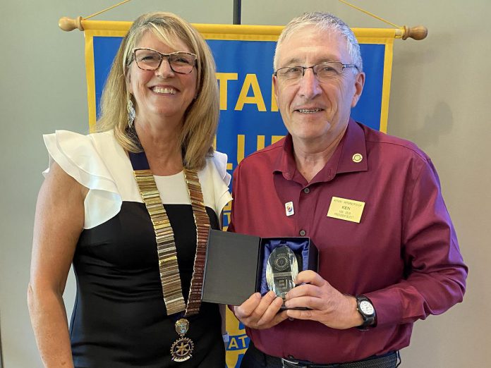 The Rotary Club of Peterborough's outgoing president Betty Halman-Plumley and incoming president Ken Seim. (Photo courtesy of Rotary Club of Peterborough)