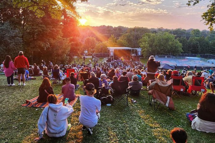 The audience at Nicholls Oval Park for a performance by Dan Mangan during the 2023 Peterborough Folk Festival. (Photo courtesy of Peterborough Folk Festival)