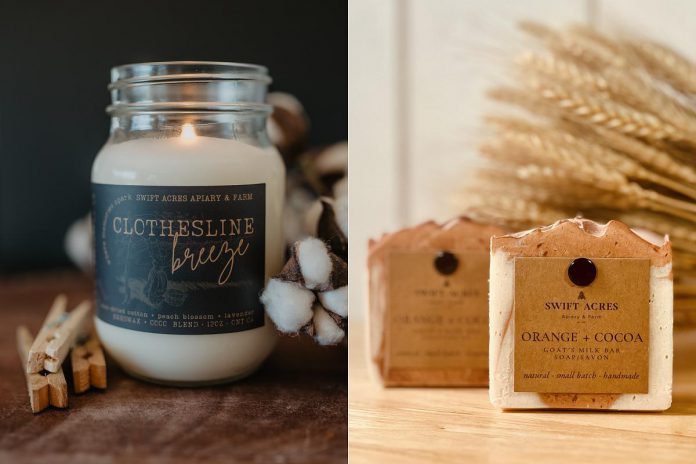 All products at Swift Acres Apiary & Farm in Apsley, including beeswax candles and goat milk's soap, are handmade with minimal packaging. (Photos: Michelle Bolton Photography)