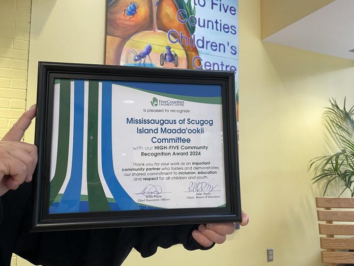 Five Counties Children's Centre is giving a huge "high-five" to the Mississaugas of Scugog Island Maada'ooki Committee for providing funding to cover medical equipment costs and other expenses not covered by government funding that the Centre's kids and families can often face. (Photo: Five Counties Children's Centre)