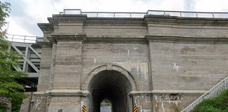 The tunnel under the Peterborough Lift Lock that connects Armour Road to Ashburnham Drive is a common route for drivers heading in and out of East City. The first intersection west of the tunnel, Hunter Street East and Armour Road, is closed to through traffic effective July 2, 2024 and will remain closed for two to four weeks. (Photo: Google Maps)
