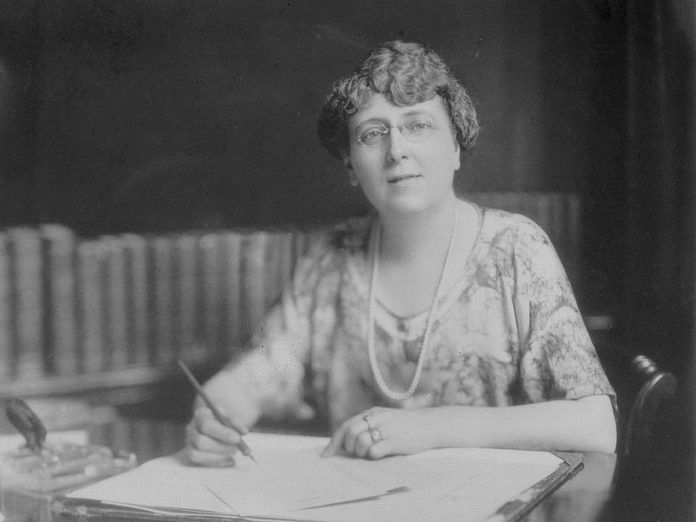 Author Lucy Maud Montgomery in 1932 at her desk in Norval, Ontario, 10 years before her death at the age of 67. (Photo: M.O. Hammond fonds / Archives of Ontario / I0023627)