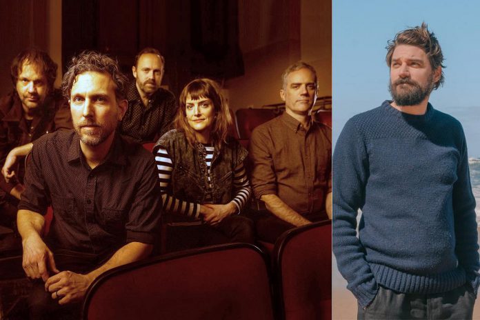 Indie folk-rock musical artists Great Lake Swimmers and Tim Baker perform a free-admission concert at Del Crary Park on July 6, 2024 as part of Peterborough Musicfest's 37th season. (kawarthaNOW collage of artist photos)