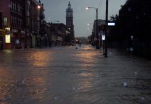 On July 14 and 15, 2004, a storm dumped as much as much as 240 millimetres (9.5 inches) of rain on the City of Peterborough, with much of it falling within a five-hour period on the morning of July 15. Pictured is Charlotte St. in downtown Peterborough looking east to George St. (Photo: City of Peterborough)