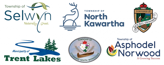 Logos for the Township of Selwyn, the Township of North Kawartha, the Township of Douro-Dummer, the Municipality of Trent Lakes, the Township of Otonabee-South Monaghan, and the Township of Asphodel-Norwood.