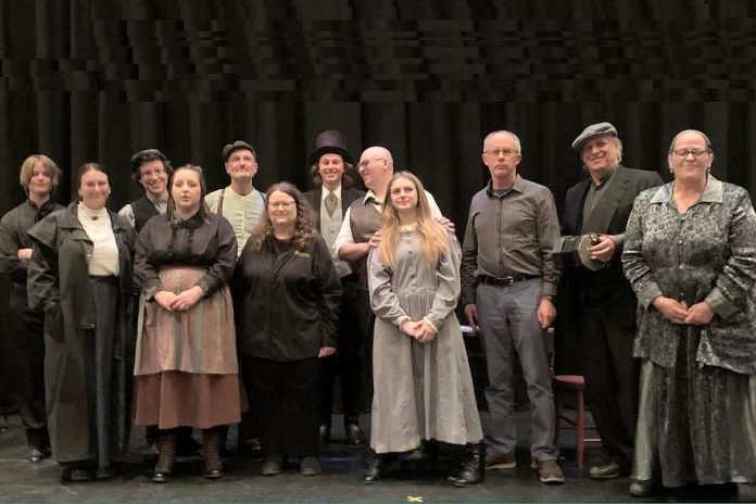 Members of the cast and crew of "Tide of Hope," the inaugural production of Trent Valley Archives Theatre, which was staged at Market Hall Performing Arts Centre in downtown Peterborough on May 15 and 16, 2024. The play was a fundraising and critical success and a sequel is being planned for 2025, which is the the 200th anniversary of the Peter Robinson Irish emigration. (Photo courtesy of Trent Valley Archives)